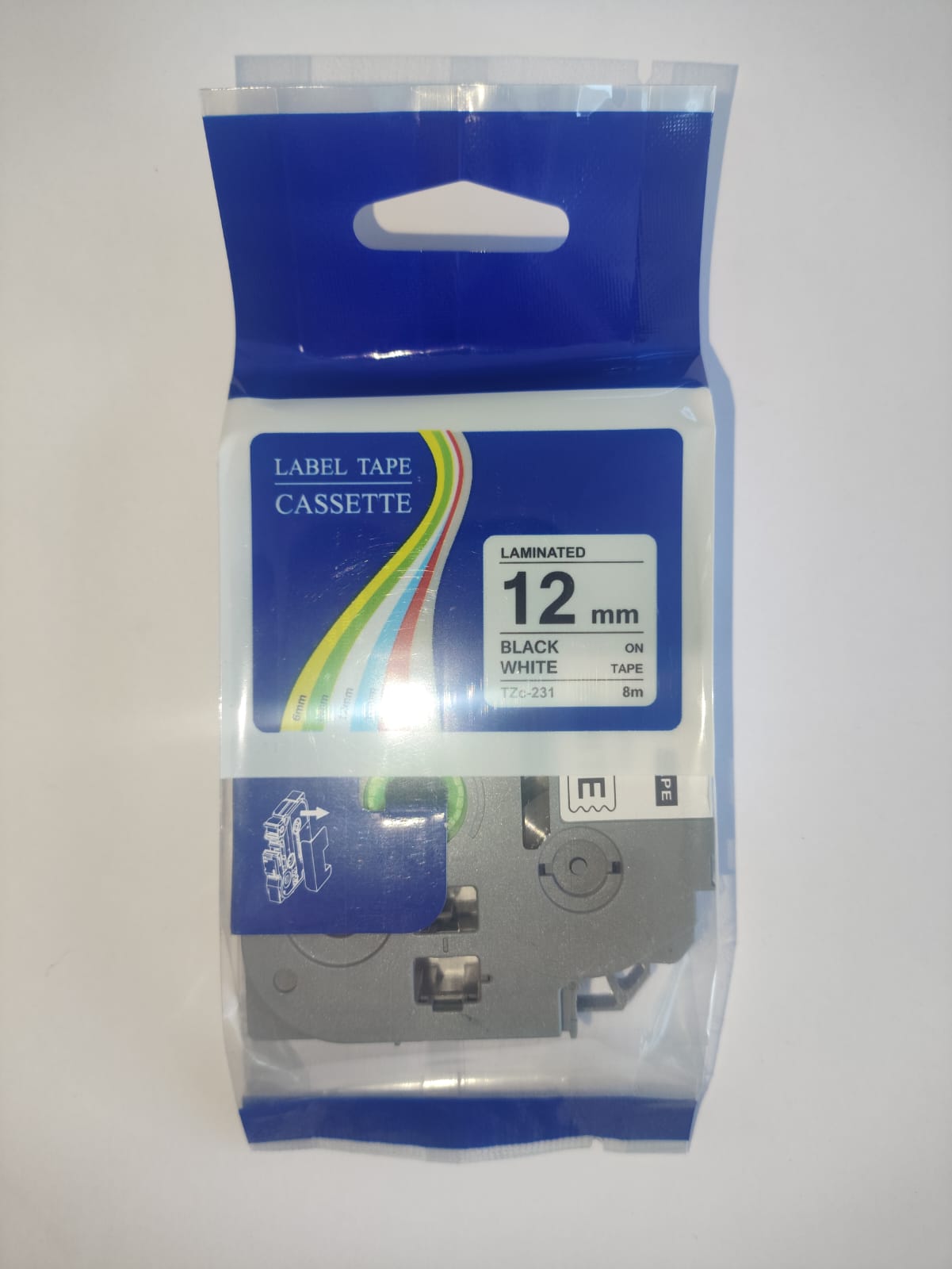 COMPATIBLE BROTHER TZ-231 TAPE - 12MM - BLACK ON WHITE - 8 METRES